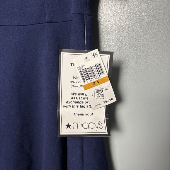 NWT B Darlin Juniors Ruffled Off-the-Shoulder Dress Navy 3 4 New Prom Homecoming - Picture 3 of 10